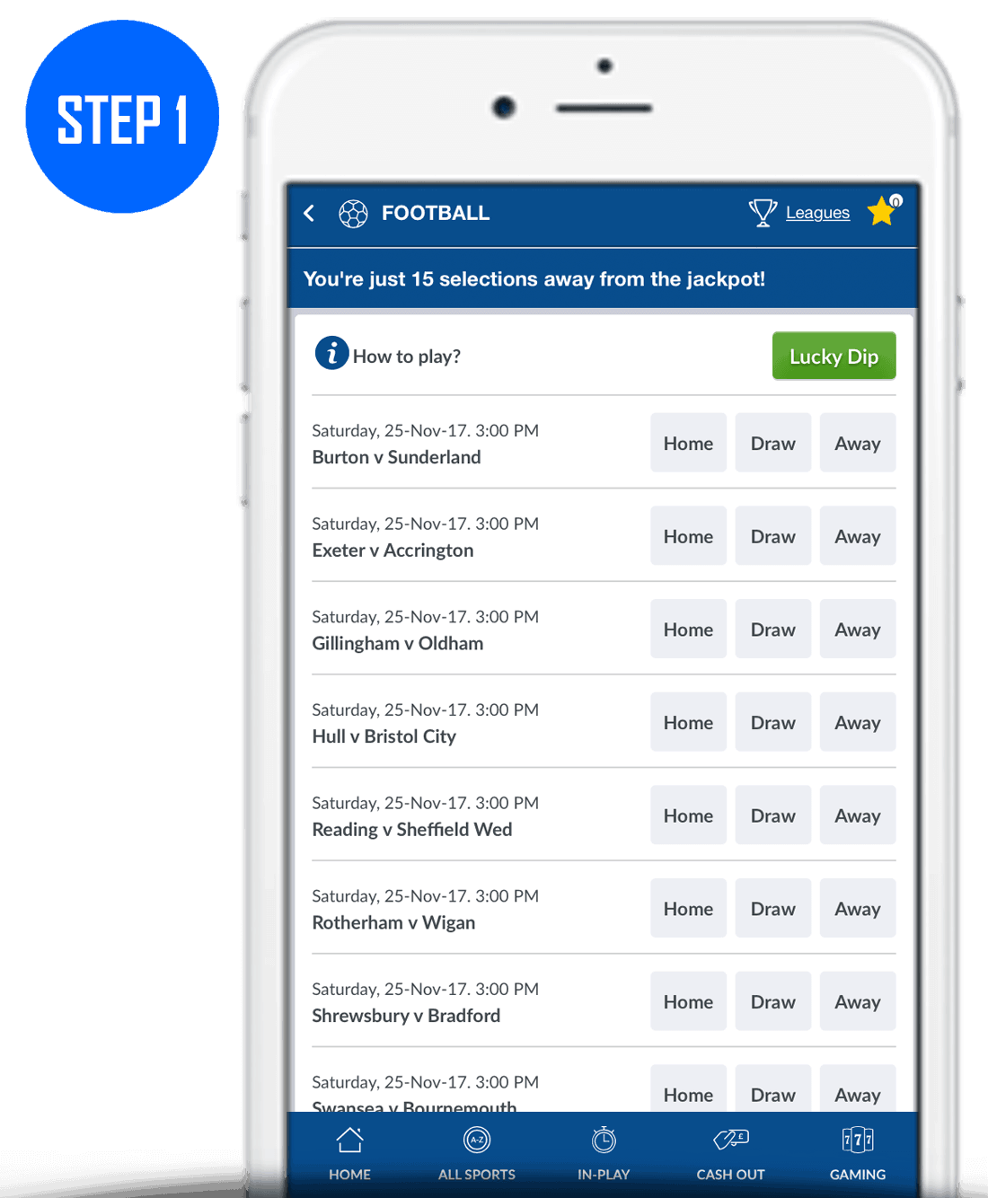 How To Play Coral Football Jackpot Step 1