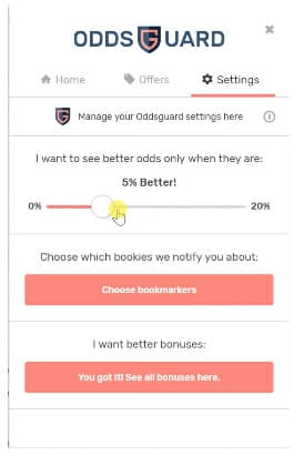 Oddsguard settings