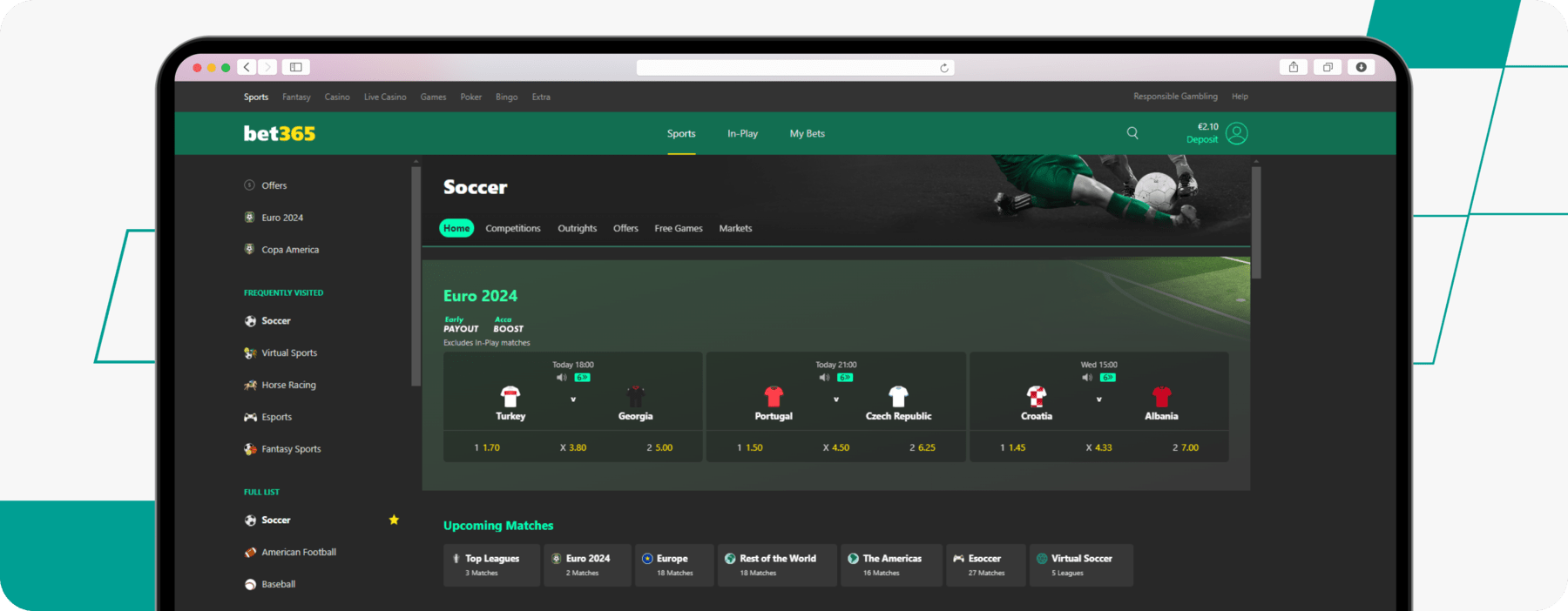 bet365 football betting desktop screenshot