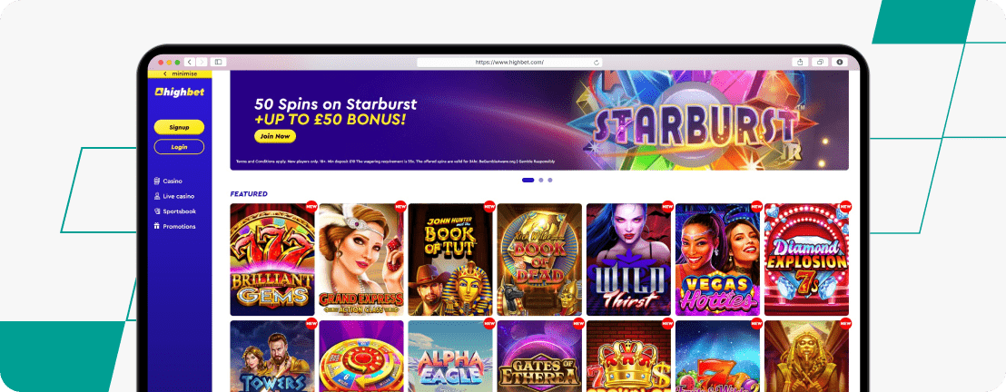 highbet homepage desktop screenshot