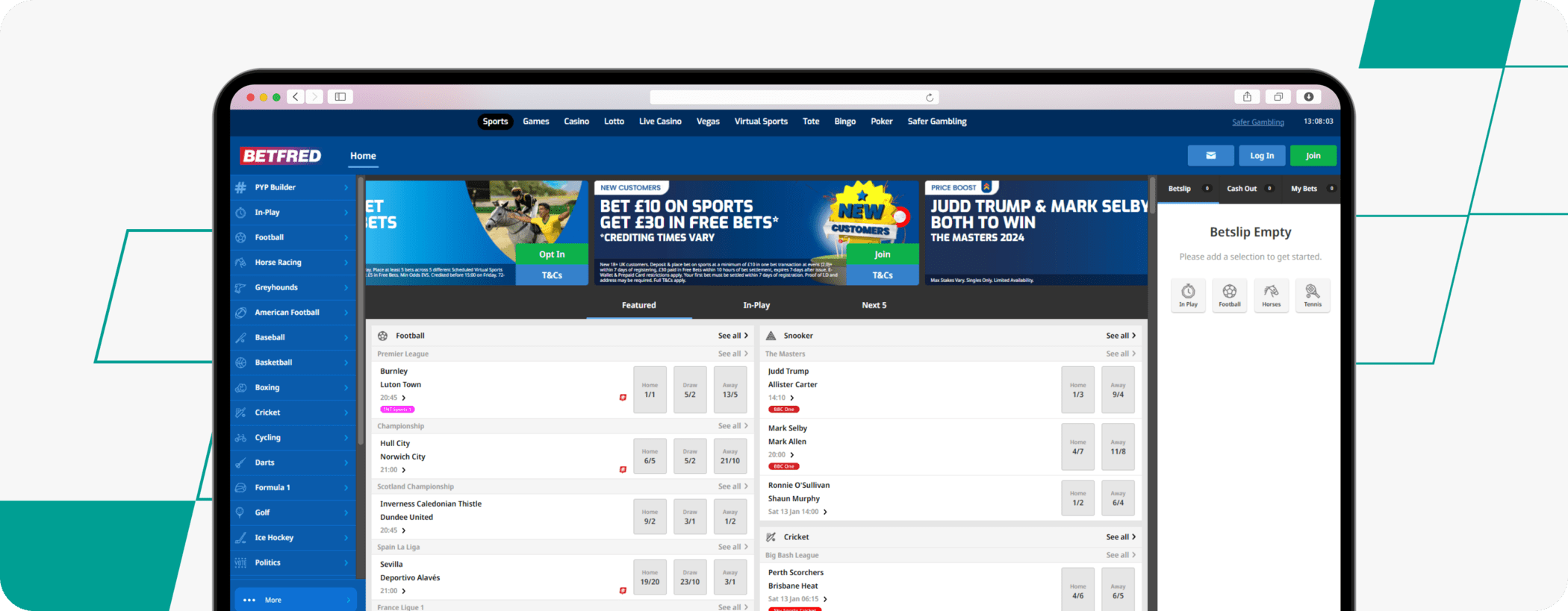 betfred homepage screenshot