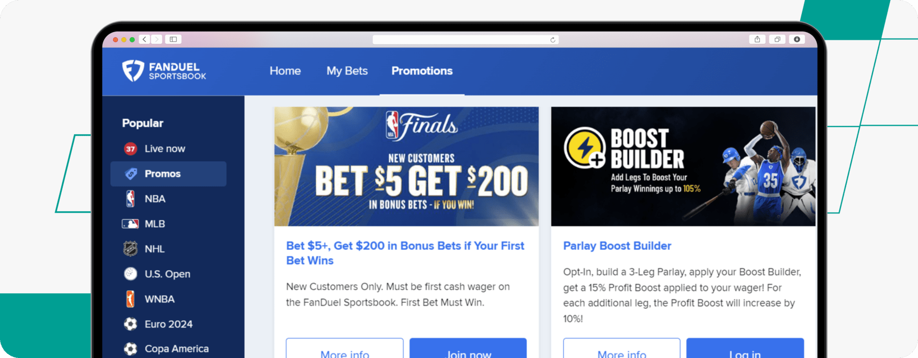 screenshot of fanduel refer a friend promo desktop