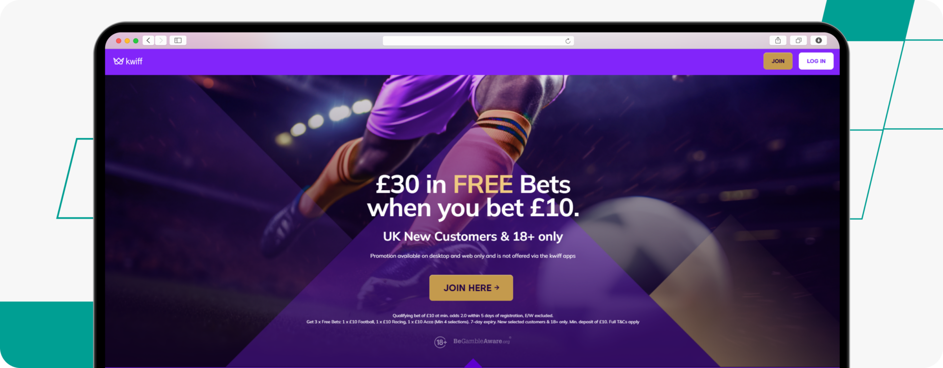 screenshot of kwiff sports welcome offer