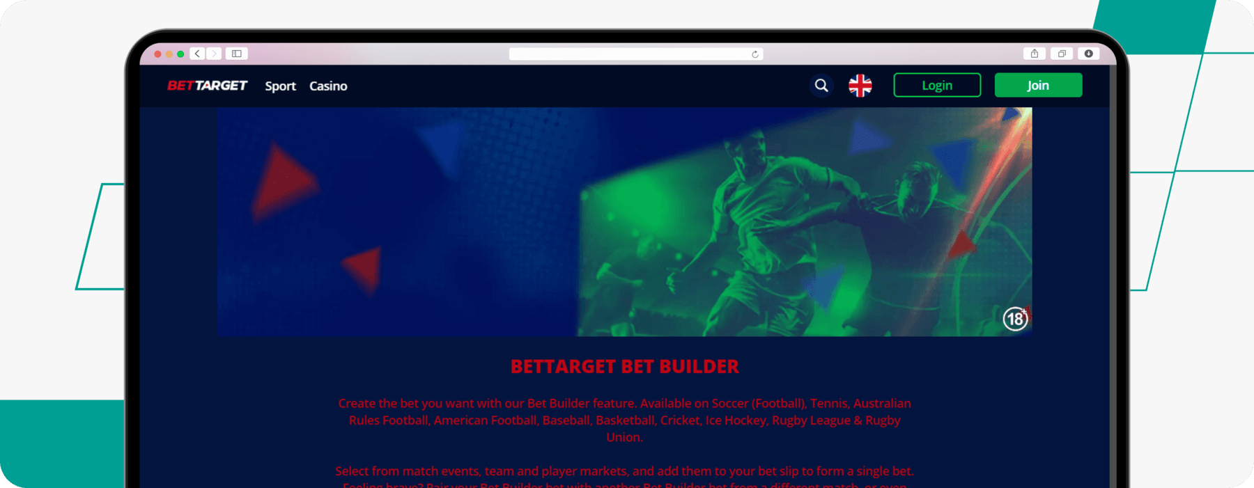 screenshot of bettarget's bet builder page